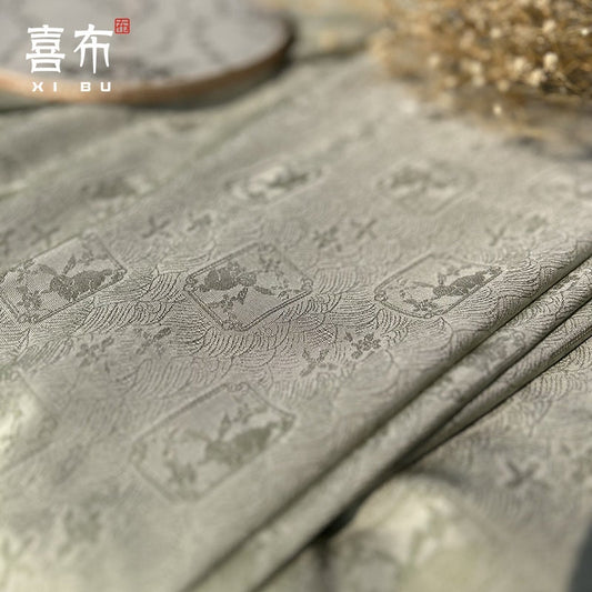 Rabbit Jacquard Silk Satin Fabric: Retro Chinese Pattern Upholstery, Sewing, Qipao