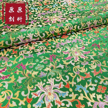 Floral Brocade Fabric: Chinese Leaf Pattern, Upholstery Sewing Material