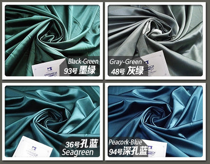 Tissu satin de soie : 53 couleurs, 150 cm de large, tissu de luxe pour robes
