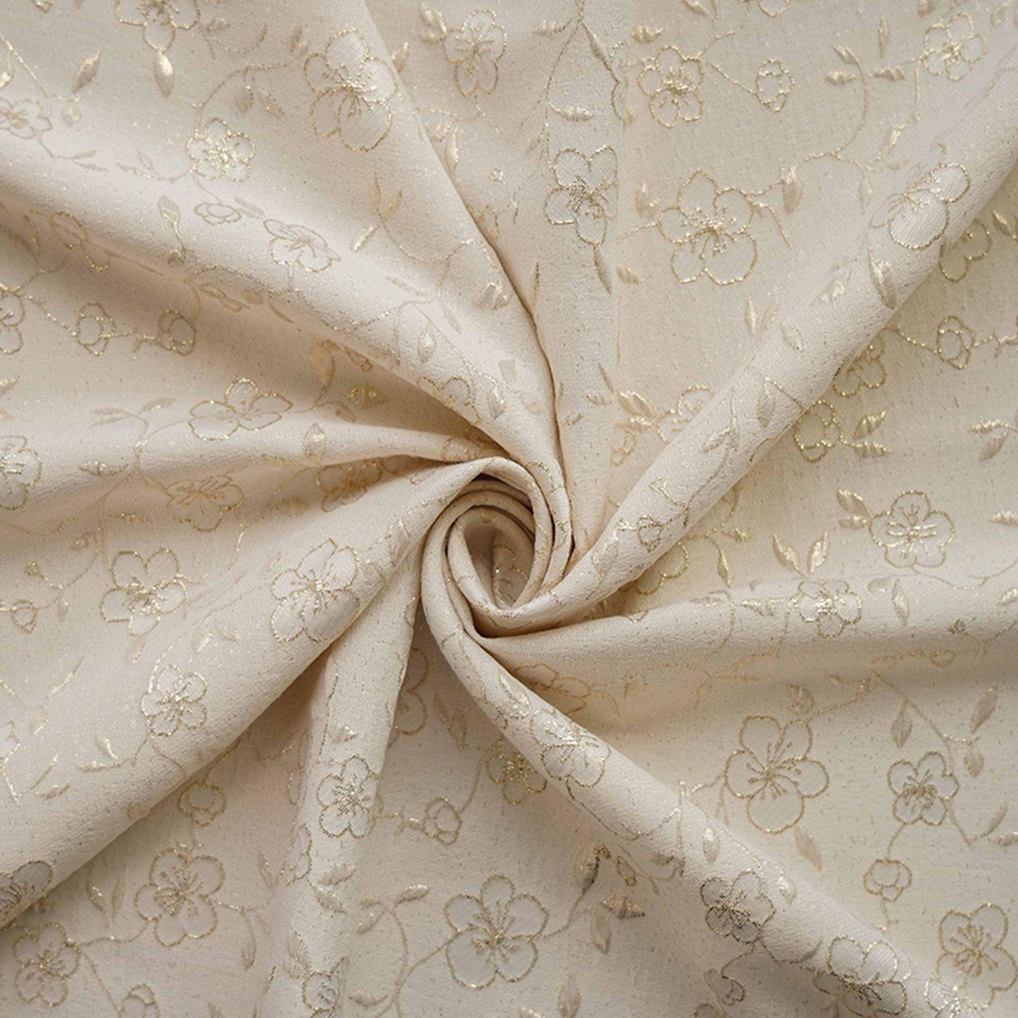 Reversible Jacquard Fabric: Gold Floral Embossed Upholstery, 56"W