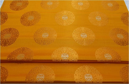Chinese Fu Symbol Brocade Fabric: Floral Jacquard Satin (29.5"W)