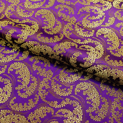 Silk Brocade Fabric: Moon Flower Design, 45" Wide - By The Meter