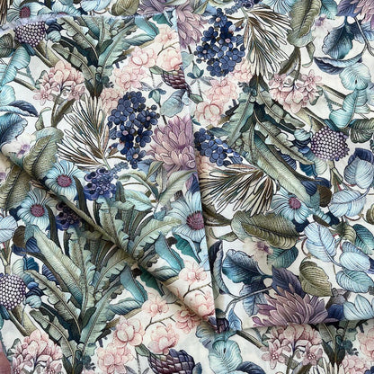 Floral Cotton Fabric: 59"W Vintage Style Sewing & Upholstery