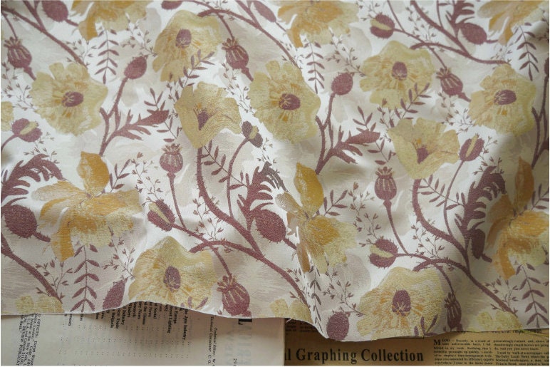 Floral Jacquard Woven Fabric: Embossed Hepburn Style, 57"W