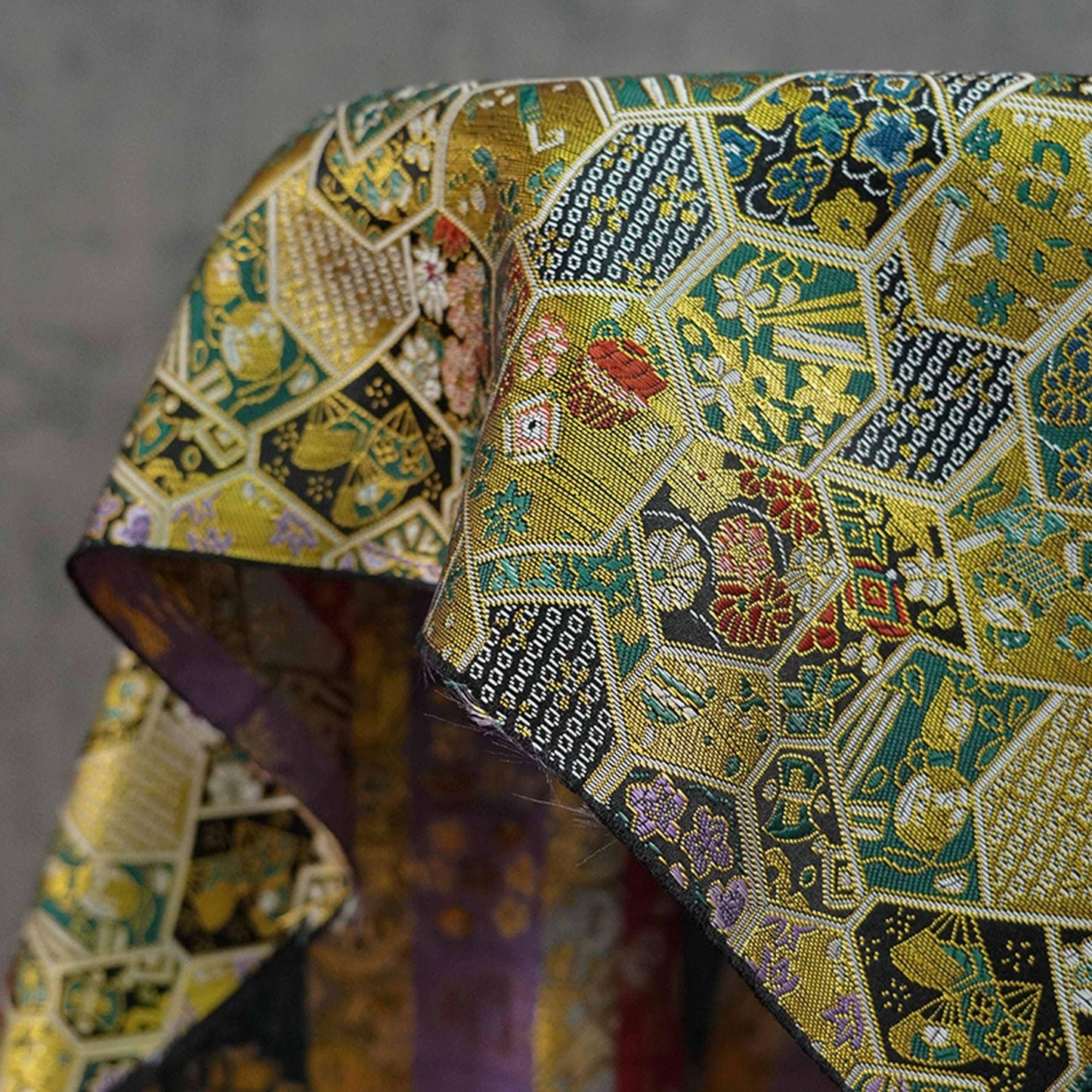 Gold Brocade Jacquard Fabric: Tortoise Shell Pattern, Luxury Upholstery