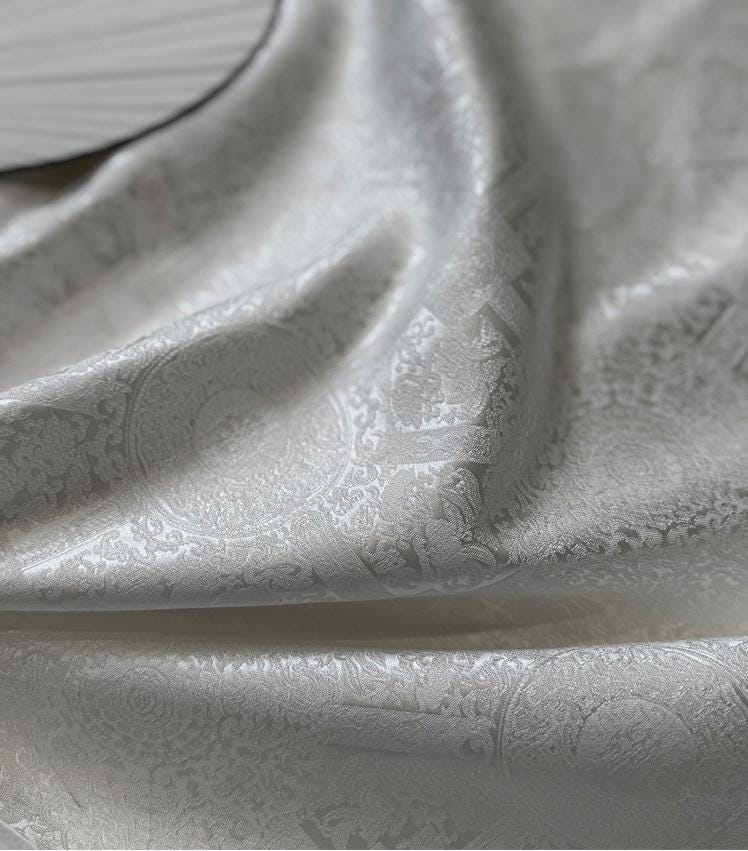 Pure white baoxiang jacquard with subtle embossed patterns, Sewing, Upholstery, 57"Wide
