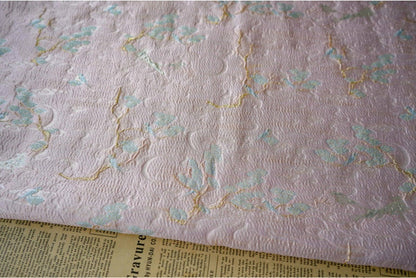 Pink & Gold Jacquard Fabric: 3D Upholstery, Costume, Decor (57"W)