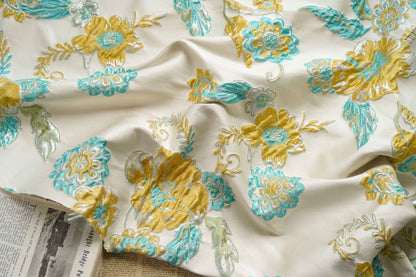 Retro Palace Brocade Fabric: 3D Jacquard Floral Upholstery, Costume Fabric