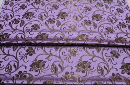 Brocart de soie à motif floral bleu, largeur 75 cm (29,5 po) - Vendu au mètre