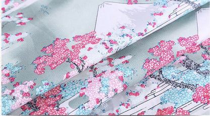 Mount Fuji Cotton Fabric: Japanese Floral Print, Sewing & Upholstery