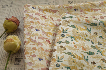 Tissu brocart Phoenix : mélange de rayonne de 150 cm de large, tissu pour robe d’empereur