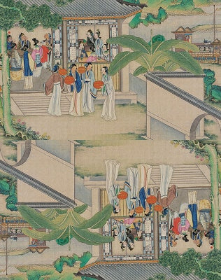Dream of Red Mansions Satin Fabric: Chinese Novel Print, Sewing & Upholstery