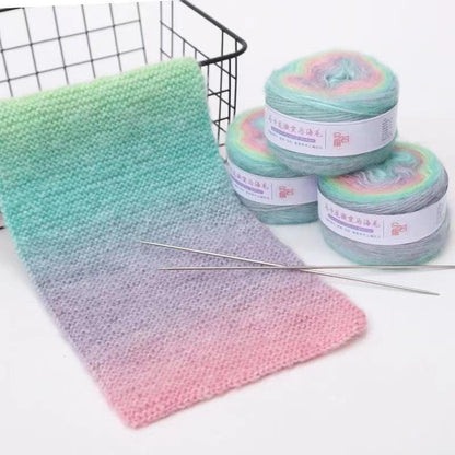 Fil de soie mohair teint à la main arc-en-ciel : pelote de laine à tricoter dentelle