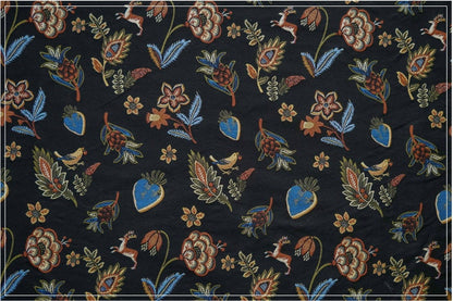 Black Animal Jacquard Fabric: Floral Upholstery, Costume, Decor - 59"W