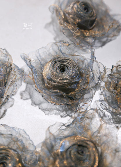 Blue & Gold Flower Corsage: Handmade Retro Clothing Design Accessory