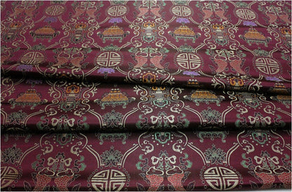 Pisces Double Fish Silk Brocade Fabric: 35"W Cheongsam Material