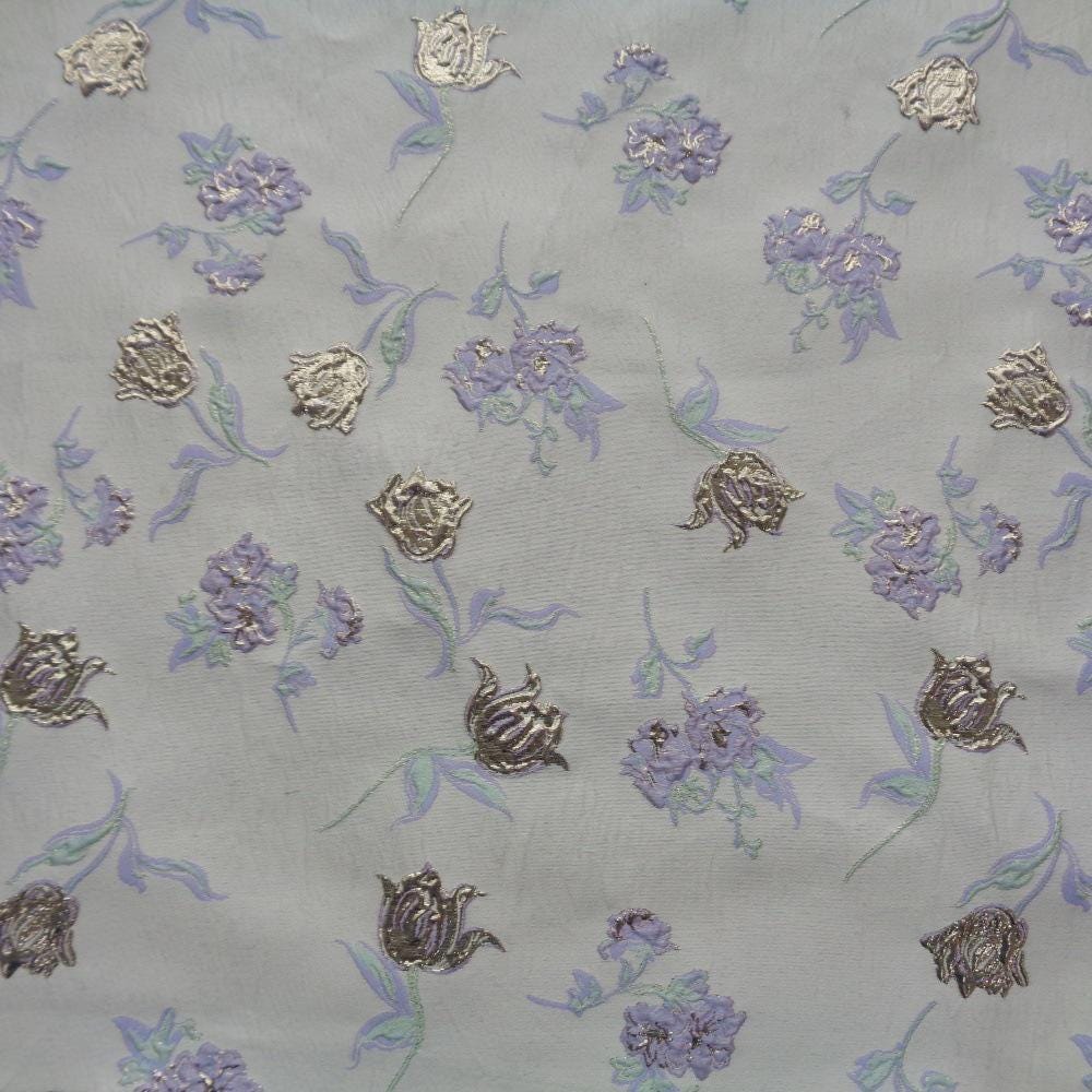 Magnolia Gold Foil Jacquard Chenille Fabric: Floral Upholstery, 56"W
