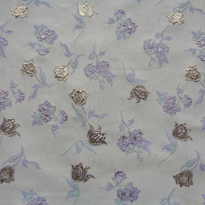 Magnolia Gold Foil Jacquard Chenille Fabric: Floral Upholstery, 56"W