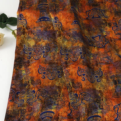 Bronze Jacquard Fabric - Iridescent Landscape Satin Tea Silk, 59"W