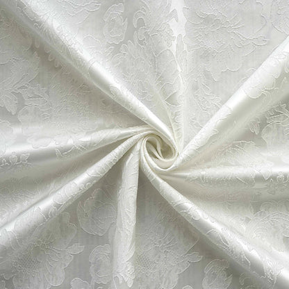 Pure white floral jacquard with subtle embossed patterns, Sewing, Upholstery, 61"Wide