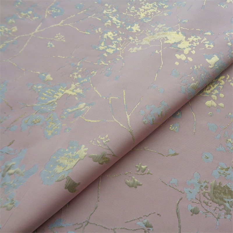 Gold Thread Floral Jacquard Fabric: 55" Wide Designer Upholstery
