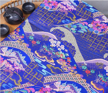 Floral Jacquard Brocade Fabric: Japanese Architecture, 59" Wide
