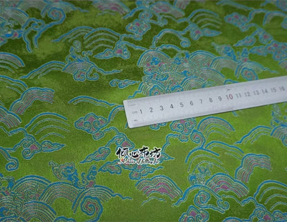 Ocean Waves Brocade Fabric: 29.5"W Silk Rayon Jacquard