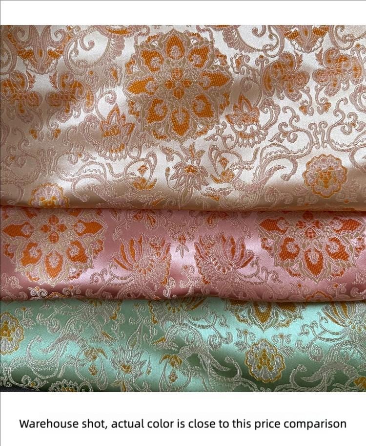 Guanyin Brocade Fabric | 58" Wide Floral Jacquard for Qipao, Hanfu