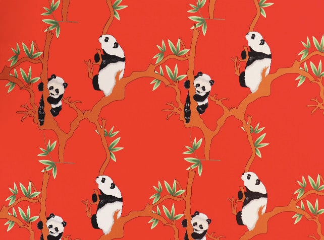 Tissu satiné imprimé panda : polyester doux, 145 cm de large