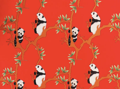Tissu satiné imprimé panda : polyester doux, 145 cm de large