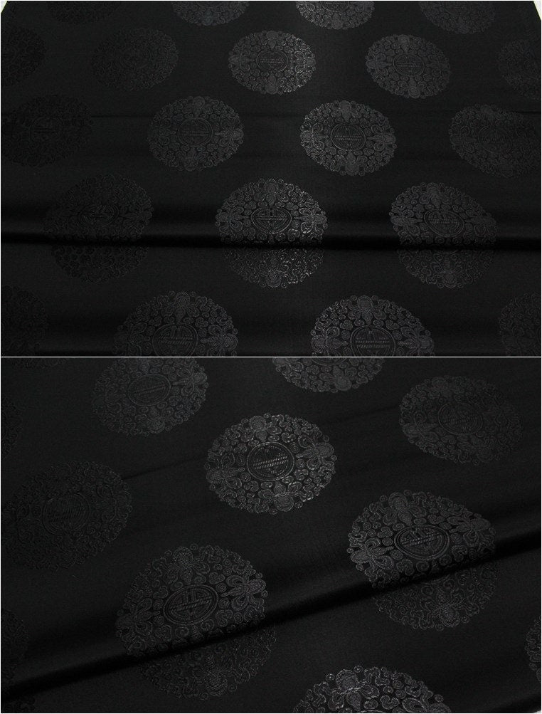 Chinese Fu Symbol Brocade Jacquard Satin Fabric - 29.5"W