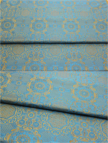 Gold Jacquard Fabric: Tortoise Bone Pattern Silk Rayon Blend