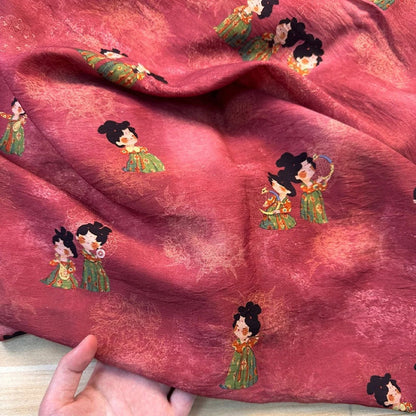 Tissu Tencel Ramie : Imprimé Dame de la dynastie Tang, Matériel de couture