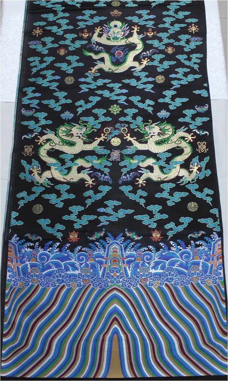 Double Dragon Silk Brocade Fabric: Chinese Cheongsam Wedding Pattern