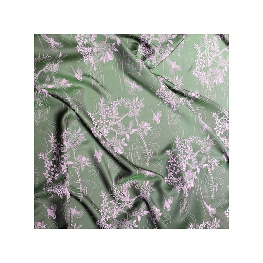 Bird Flower Jacquard Damask Fabric: Two-Sided Upholstery Material