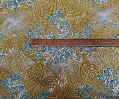 Metallic Brocade Fabric: 52"W Damask Jacquard with Gold Thread