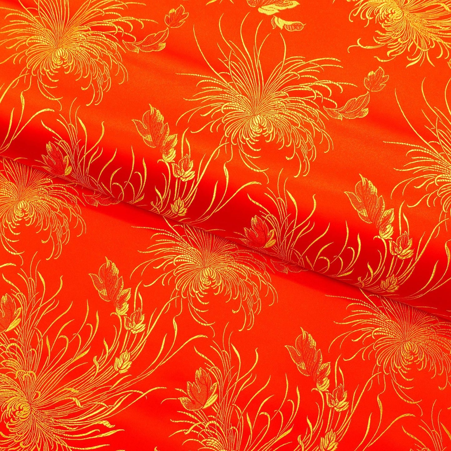 Chrysanthemum Brocade Fabric: 45" Wide Satin Jacquard Damask - Costume & Decor