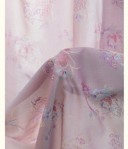 Tissu jacquard à motif floral : mélange soie-rayonne de 150 cm de large, pour ameublement et rideaux
