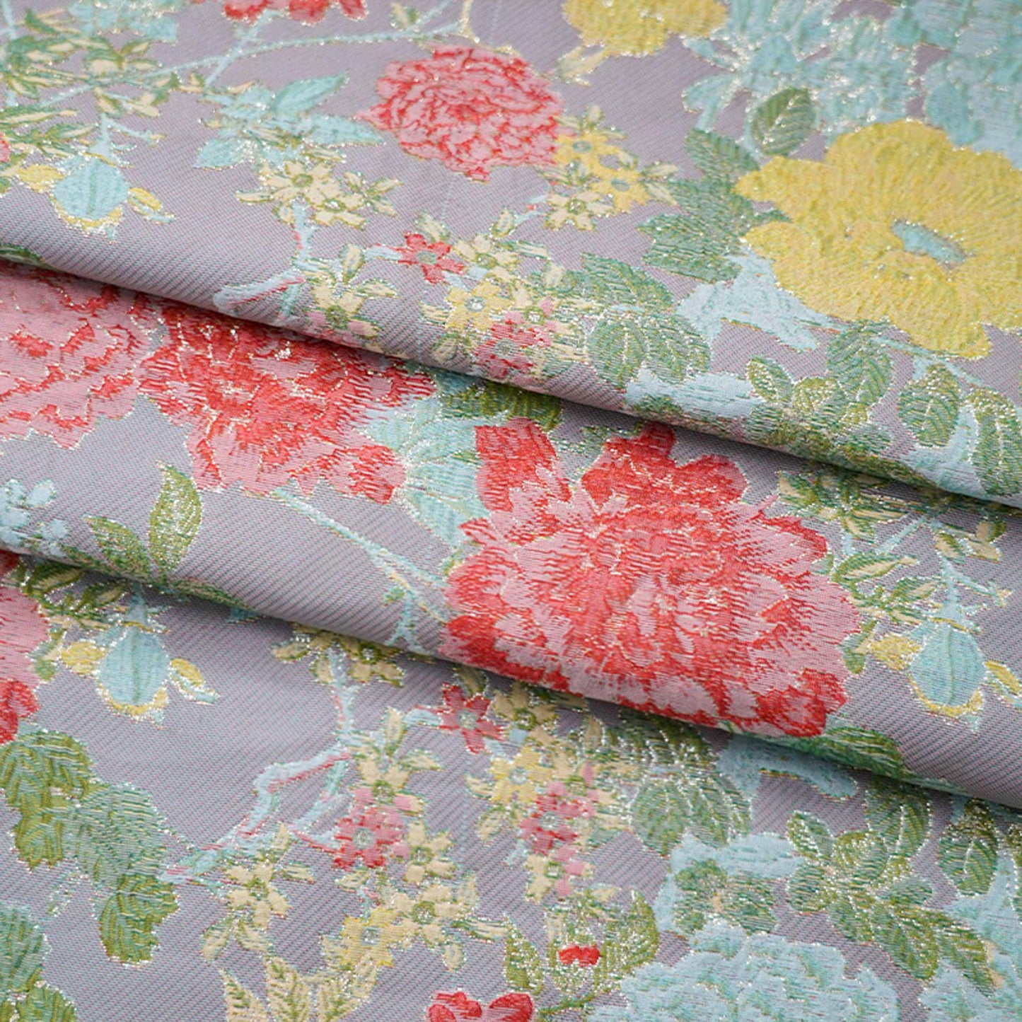 Gold Foil Peony Jacquard Fabric: Elegant Upholstery & Sewing (56"W)