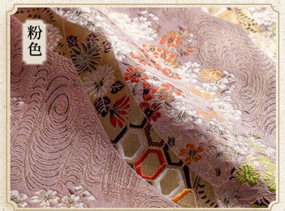 Cherry Blossom Jacquard Brocade Fabric: Silk Rayon Kimono Sewing (29.5" Width)
