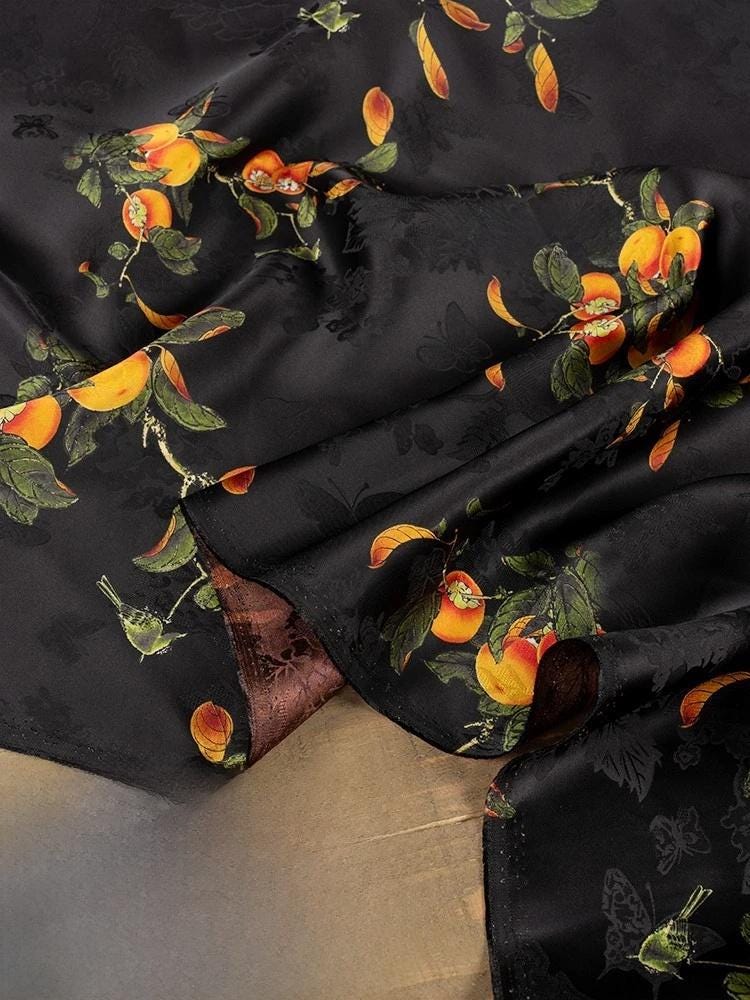 Black Rayon Shantung Fabric: Upholstery, Costume, Decor - 55"W