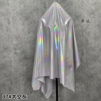 Metallic Silver Pleated Waterproof Fabric: Holographic Padded Jacket Material