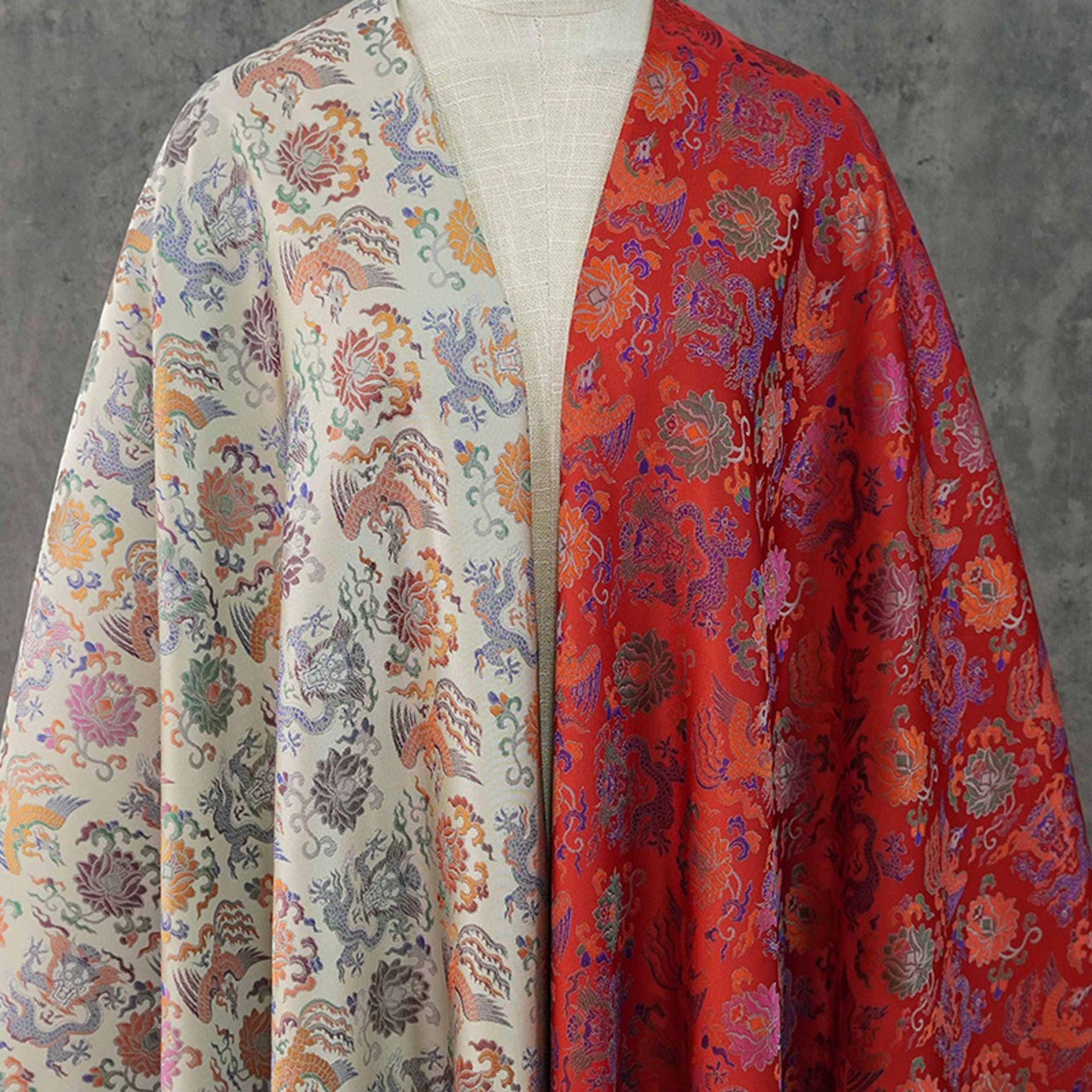 Dragon Brocade Fabric | Oriental Jacquard Sewing Material, 58"W