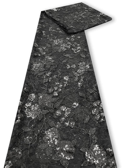 Peony Lace Tulle Fabric: Sequin Embroidery, DIY Wedding Gown Material