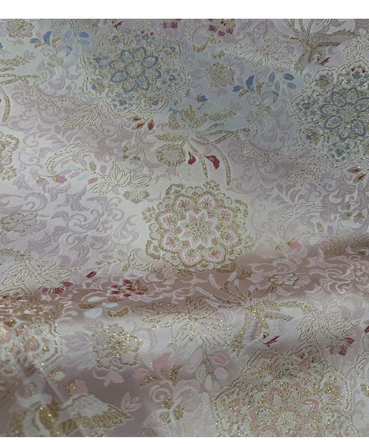 Tissu brocart pivoine phénix - Satin style chinois, 142 cm de large
