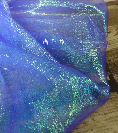 Tissu en maille plissée bleu vif, cosplay, mariage, voile, bricolage