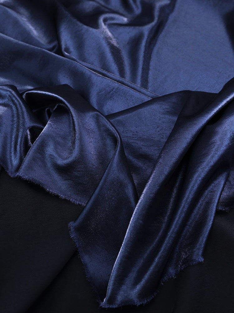 Glitter-Glazed Silk Satin Fabric: Gradient Silky Dress Material, 58" Wide