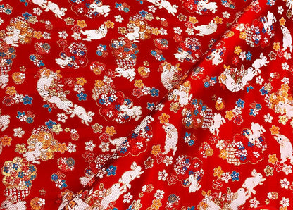 Sakura Rabbit Jacquard Brocade Fabric: 59" Wide Silk Rayon Blend