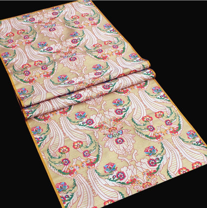 Tissu brocart jacquard à motifs floraux : mélange de soie Gaza indienne et de rayonne