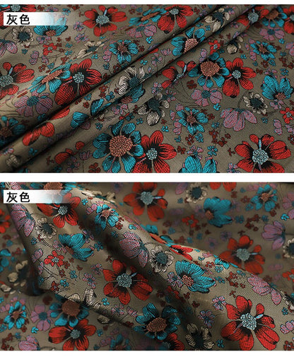 Floral Brocade Fabric: Silk Rayon Blend, 35" Wide